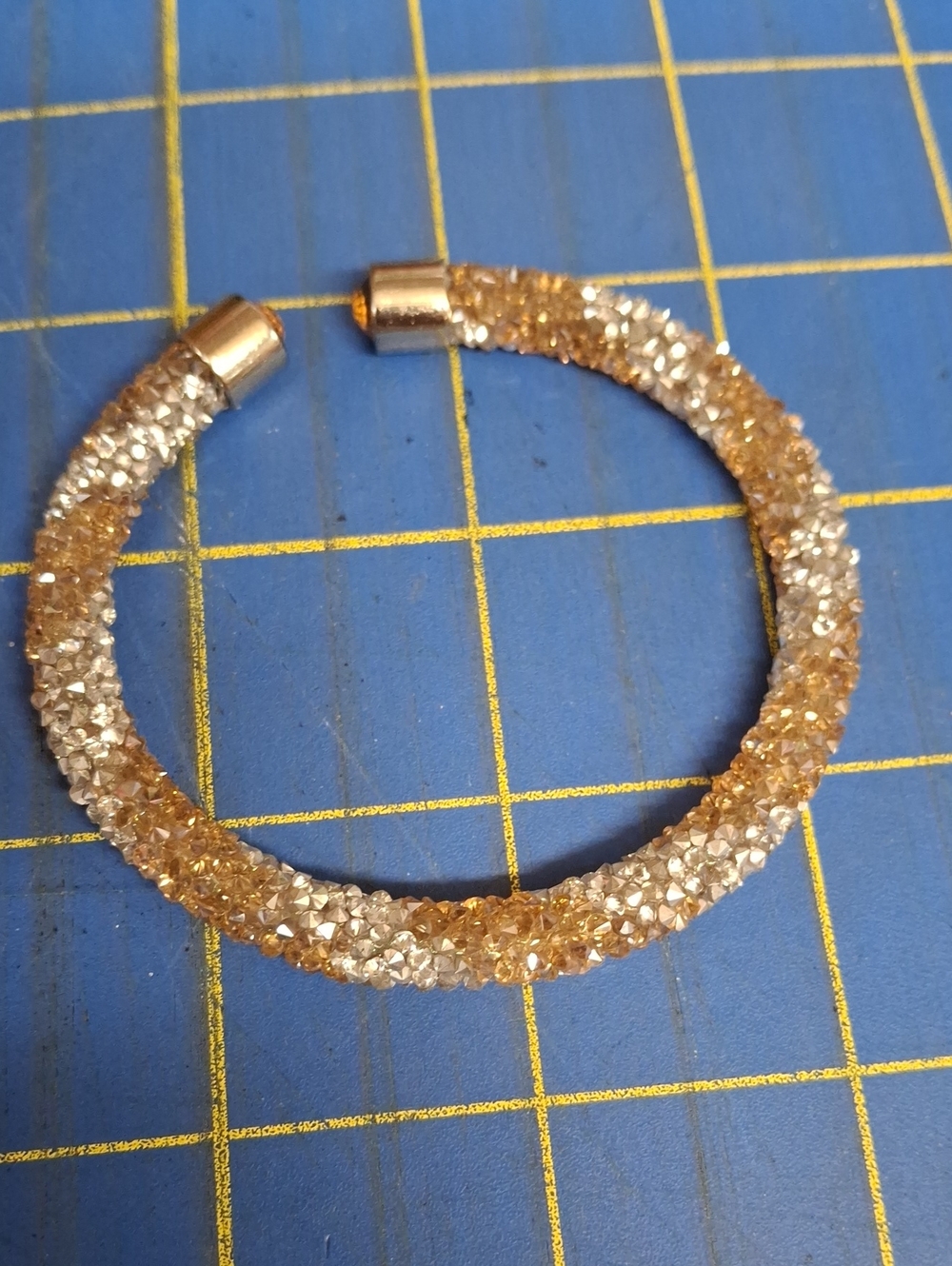Crystal Spiral Cuff Bracelet 2.75" New Gold & Clear